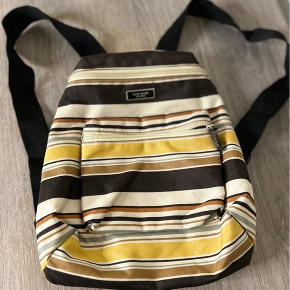 Kate Spade Yellow and Brown Striped Backpack - Picture 1 of 4